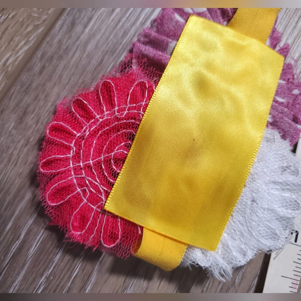Floral, pearl stretchy headband hair bow pink fuscia white yellow Size Toddler +
